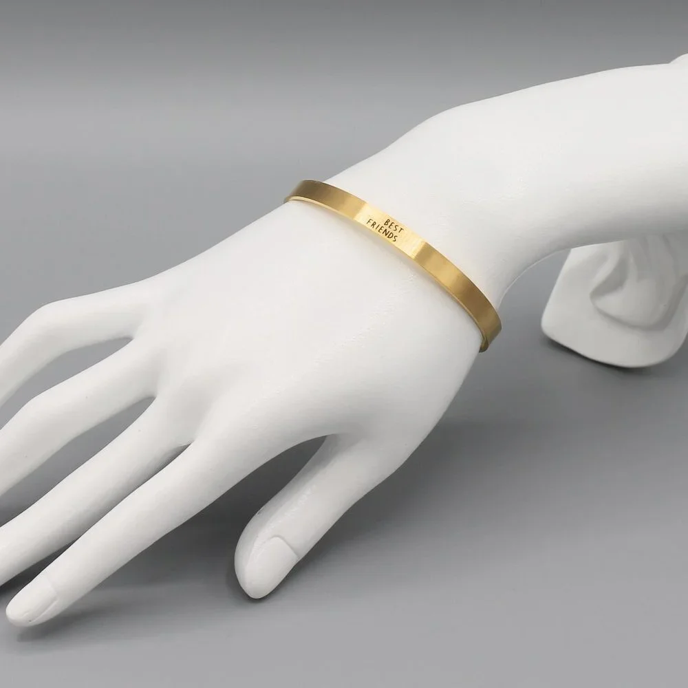 Jewelry bracelet cuff Best Friend Friendship gold tone dainty minimalist new